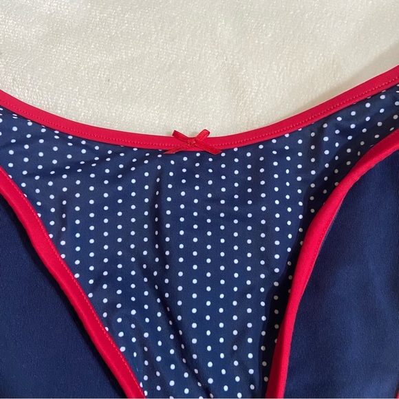 New! Frankie's Bikinis golden hour Navy Polka Dot Bikini Bottom 1515 - Picture 3 of 9